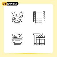 Mobile Interface Line Set of 4 Pictograms of drum food party information hot Editable Vector Design Elements
