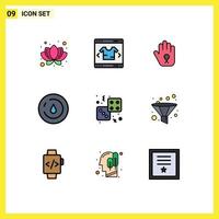 Set of 9 Modern UI Icons Symbols Signs for game dice hand water nature Editable Vector Design Elements