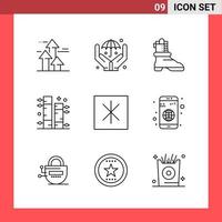 9 Icon Pack Line Style Outline Symbols on White Background Simple Signs for general designing Creative Black Icon vector background