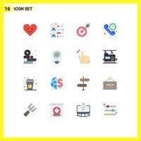 Pictogram Set of 16 Simple Flat Colors of study books dart time communication Editable Pack of Creative Vector Design Elements