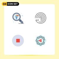 Editable Vector Line Pack of 4 Simple Flat Icons of design circle search model accustic Editable Vector Design Elements