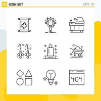 Collection of 9 Universal Line Icons Icon Set for Web and Mobile Creative Black Icon vector background