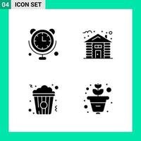 Pack of 4 Solid Style Icon Set Glyph Symbols for print Creative Signs Isolated on White Background 4 Icon Set Creative Black Icon vector background