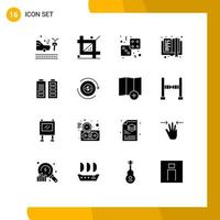 User Interface Pack of 16 Basic Solid Glyphs of education e book programing book gambling Editable Vector Design Elements