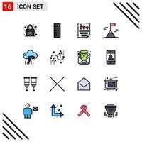 Universal Icon Symbols Group of 16 Modern Flat Color Filled Lines of coding arrow page cloud mountain Editable Creative Vector Design Elements