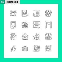 16 User Interface Outline Pack of modern Signs and Symbols of device video bill speaker finance Editable Vector Design Elements