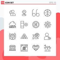 Collection of 16 Vector Icons in Line style Modern Outline Symbols for Web and Mobile Line Icon Sign Isolated on White Background 16 Icons Creative Black Icon vector background