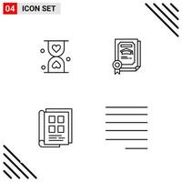 conjunto perfecto de píxeles de 4 iconos de línea conjunto de iconos de esquema para el diseño de sitios web y la interfaz de aplicaciones móviles fondo de vector de icono negro creativo