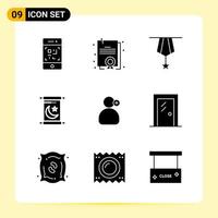 9 Creative Icons for Modern website design and responsive mobile apps 9 Glyph Symbols Signs on White Background 9 Icon Pack Creative Black Icon vector background