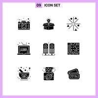 Universal Icon Symbols Group of 9 Modern Solid Glyphs of monday sale solution laptop stars Editable Vector Design Elements