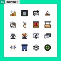 Universal Icon Symbols Group of 16 Modern Flat Color Filled Lines of decoration mountain strategy mission flag Editable Creative Vector Design Elements