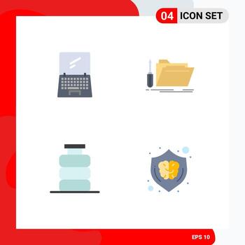 Modern Set of 4 Flat Icons Pictograph of computer service imac tool breakfast Editable Vector Design Elements