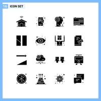 Universal Icon Symbols Group of 16 Modern Solid Glyphs of editing release mind event calendar Editable Vector Design Elements