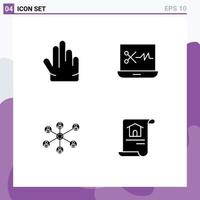 User Interface Pack of 4 Basic Solid Glyphs of fingers group audio editing wlan document Editable Vector Design Elements