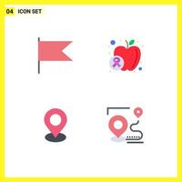 Universal Icon Symbols Group of 4 Modern Flat Icons of country marker apple food map Editable Vector Design Elements