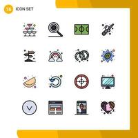 16 Universal Flat Color Filled Line Signs Symbols of pointer directions field arrow game Editable Creative Vector Design Elements