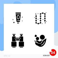 Modern Pack of 4 Icons Solid Glyph Symbols isolated on White Backgound for Website designing Creative Black Icon vector background