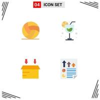 4 Thematic Vector Flat Icons and Editable Symbols of football open sport summer data Editable Vector Design Elements