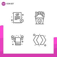 Outline Icon set Pack of 4 Line Icons isolated on White Background for responsive Website Design Print and Mobile Applications Creative Black Icon vector background