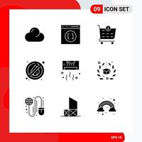 Modern Set of 9 Solid Glyphs and symbols such as technology cool checkout conditioner camping Editable Vector Design Elements