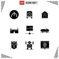 9 Icons Solid Style Grid Based Creative Glyph Symbols for Website Design Simple Solid Icon Signs Isolated on White Background 9 Icon Set Creative Black Icon vector background