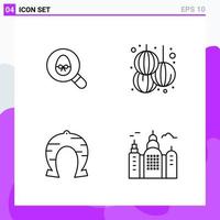 Set of 4 icons in Line style Creative Outline Symbols for Website Design and Mobile Apps Simple Line Icon Sign Isolated on White Background 4 Icons Creative Black Icon vector background