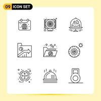 Universal Icon Symbols Group of 9 Modern Outlines of favorite graph cake folder business Editable Vector Design Elements