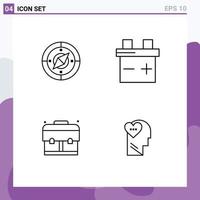 4 Creative Icons Modern Signs and Symbols of navigation feelings location bag mind Editable Vector Design Elements