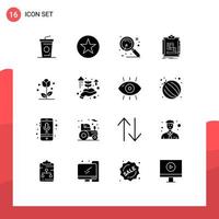 User Interface Pack of 16 Basic Solid Glyphs of flower flora research workflow scheme Editable Vector Design Elements