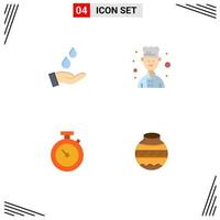 paquete de iconos de vector de stock de 4 signos y símbolos de línea para elementos de diseño de vector editables de olla de cocina de poder de reloj purificado
