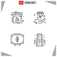 4 Icons Line Style Grid Based Creative Outline Symbols for Website Design Simple Line Icon Signs Isolated on White Background 4 Icon Set Creative Black Icon vector background