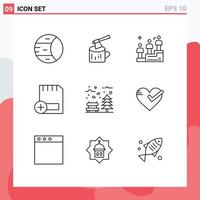 User Interface Pack of 9 Basic Outlines of autumn devices leaderboard computers add Editable Vector Design Elements