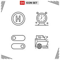 4 Icons Line Style Grid Based Creative Outline Symbols for Website Design Simple Line Icon Signs Isolated on White Background 4 Icon Set Creative Black Icon vector background