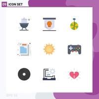 9 Universal Flat Colors Set for Web and Mobile Applications light sun wheel work document Editable Vector Design Elements