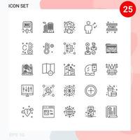 Set of 25 Modern UI Icons Symbols Signs for movie sync city human avatar Editable Vector Design Elements