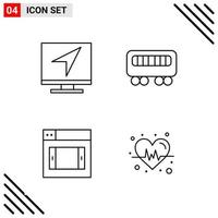 Pixle Perfect Set of 4 Line Icons Outline Icon Set for Webite Designing and Mobile Applications Interface Creative Black Icon vector background