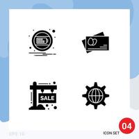 Modern Set of 4 Solid Glyphs and symbols such as battery sale notification easter season Editable Vector Design Elements