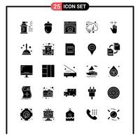 Set of 25 Solid Style Icons for web and mobile Glyph Symbols for print Solid Icon Signs Isolated on White Background 25 Icon Set Creative Black Icon vector background