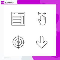 Line Icon set Pack of 4 Outline Icons isolated on White Background for Web Print and Mobile Creative Black Icon vector background