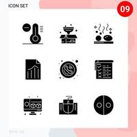 Vector Pack of 9 Icons in Solid Style Creative Glyph Pack isolated on White Background for Web and Mobile Creative Black Icon vector background