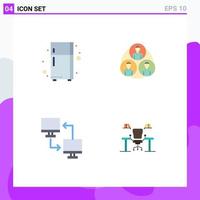 Editable Vector Line Pack of 4 Simple Flat Icons of electronic device mobile staff circle transfer Editable Vector Design Elements