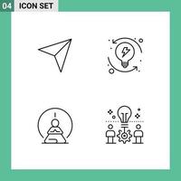 Group of 4 Filledline Flat Colors Signs and Symbols for map concentration mail progression mental Editable Vector Design Elements