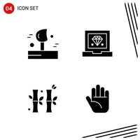 Collection of 4 Vector Icons in solid style Pixle Perfect Glyph Symbols for Web and Mobile Solid Icon Signs on White Background 4 Icons Creative Black Icon vector background