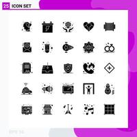 Mobile Interface Solid Glyph Set of 25 Pictograms of accordion like care favorite heart Editable Vector Design Elements