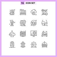 paquete de iconos vectoriales de stock de 16 signos y símbolos de línea para el diseño wifi gráfico islam elementos de diseño vectorial editables conectados vector