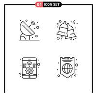 Set of 4 Line Style Icons for web and mobile Outline Symbols for print Line Icon Signs Isolated on White Background 4 Icon Set Creative Black Icon vector background