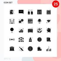 Pictogram Set of 25 Simple Solid Glyphs of gallery manu activities ui oxygen Editable Vector Design Elements