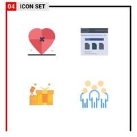 Set of 4 Commercial Flat Icons pack for box file love secure tag Editable Vector Design Elements