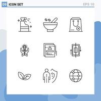 Pictogram Set of 9 Simple Outlines of business solution organic package commerce Editable Vector Design Elements