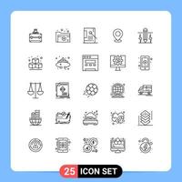 Line Pack of 25 Universal Symbols of marker map medical folder location development Editable Vector Design Elements